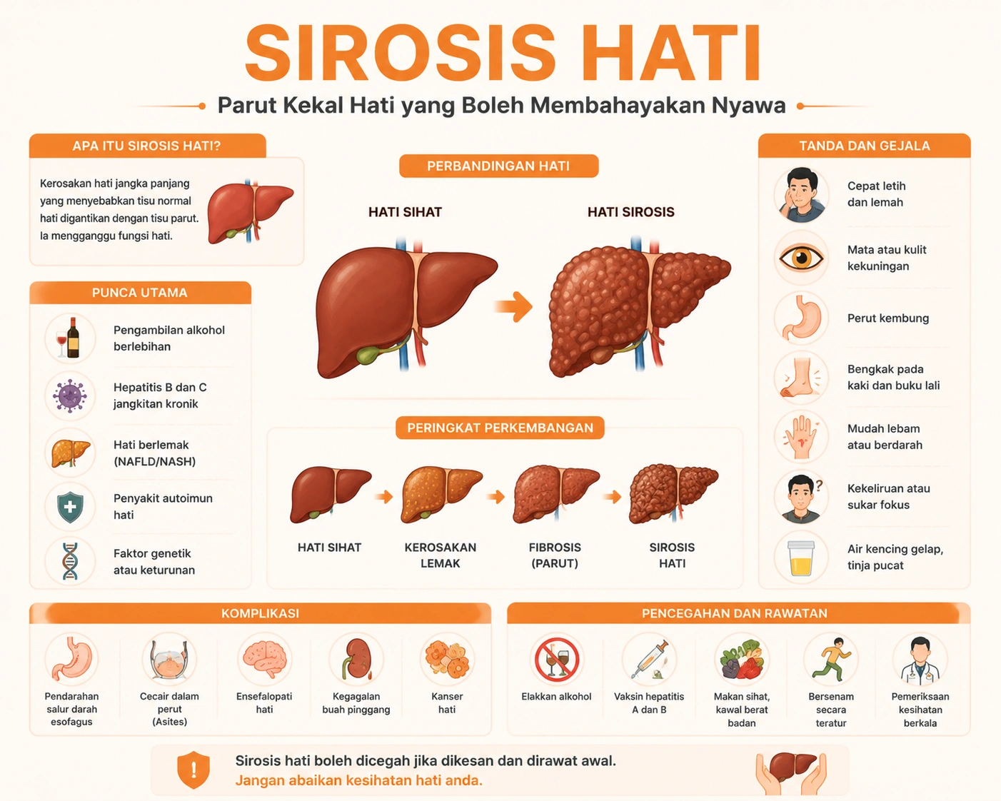 Sirosis Hati Punca, Gejala dan Rawatan di Malaysia