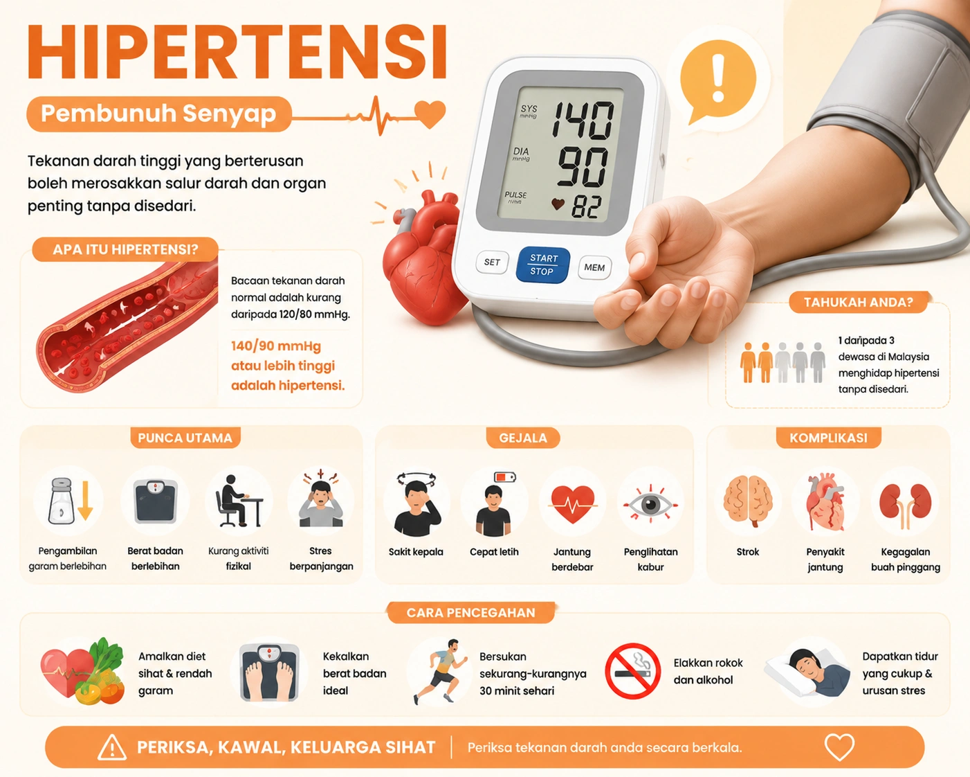 Hipertensi: Punca, Gejala, dan Rawatan