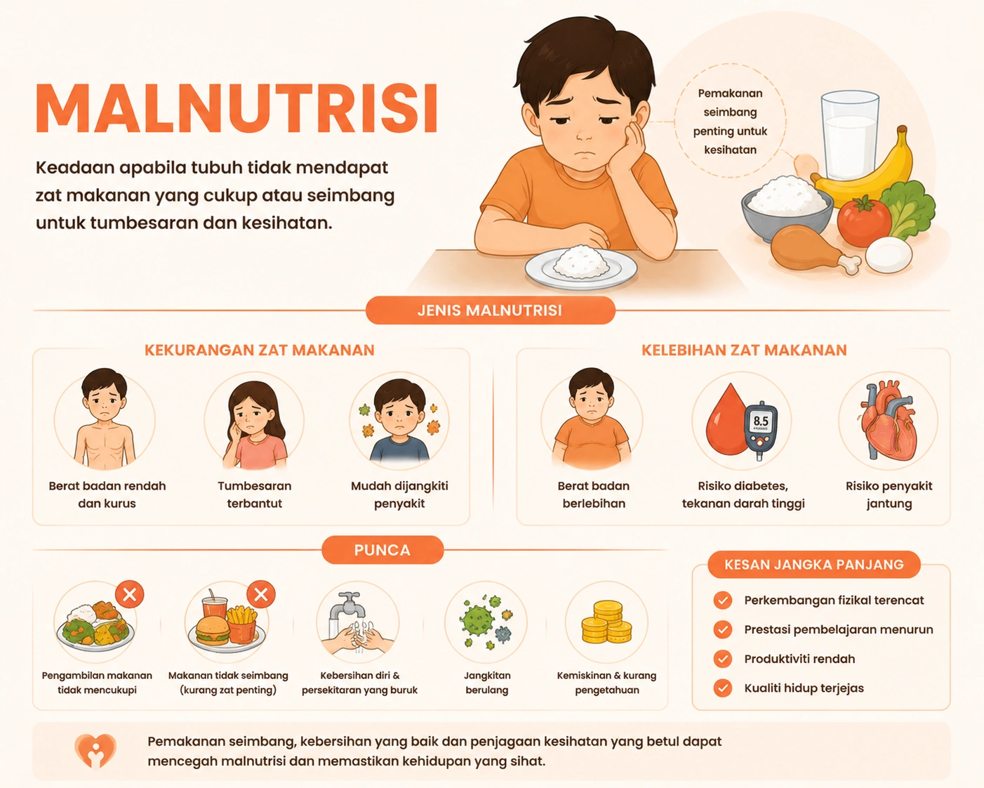Malnutrisi: Panduan Lengkap Punca, Simptom dan Rawatan di Malaysia 1 Malnutrisi: Punca, Jenis, Simptom & Cara Rawatan Efektif