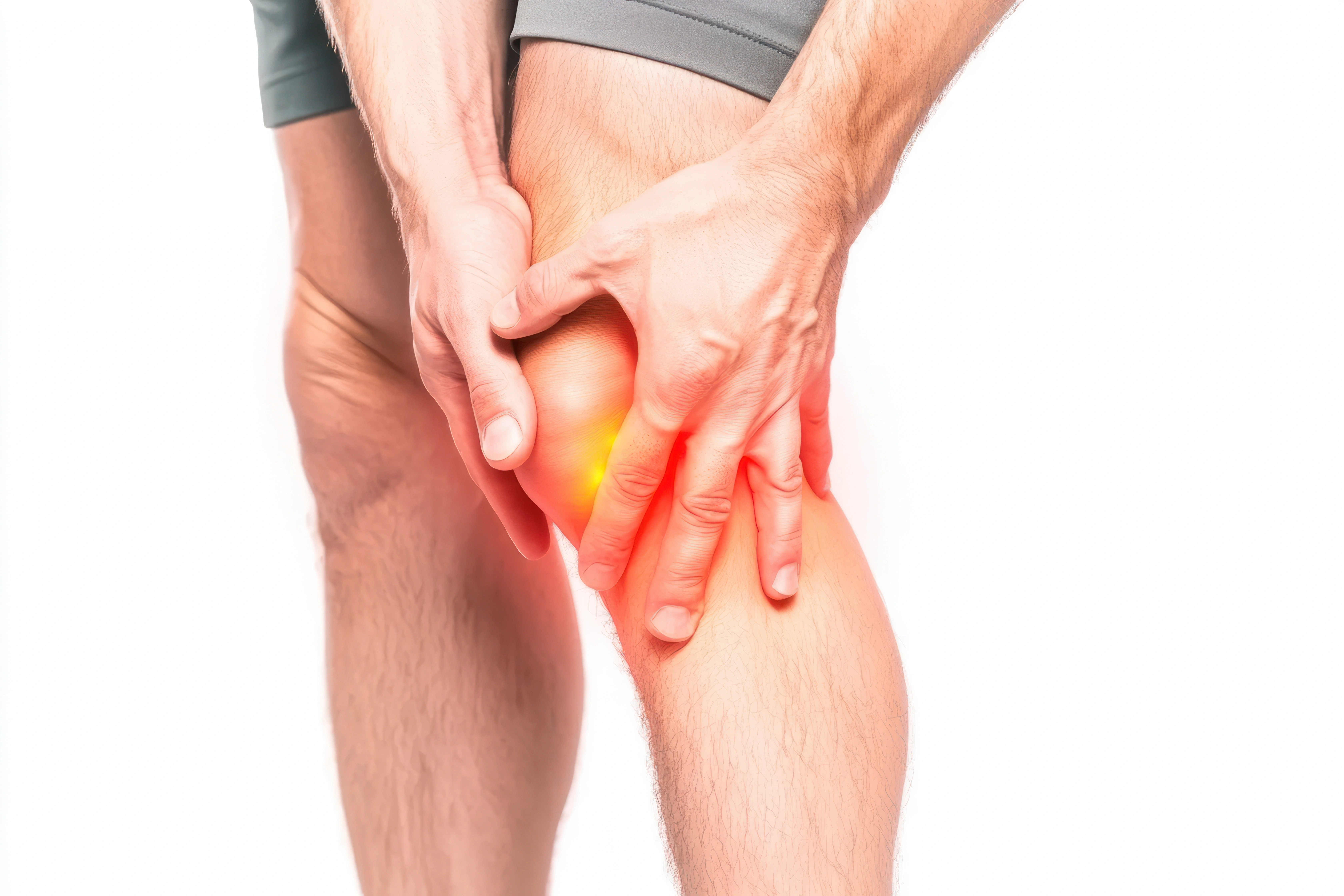 Man touching knee pain point