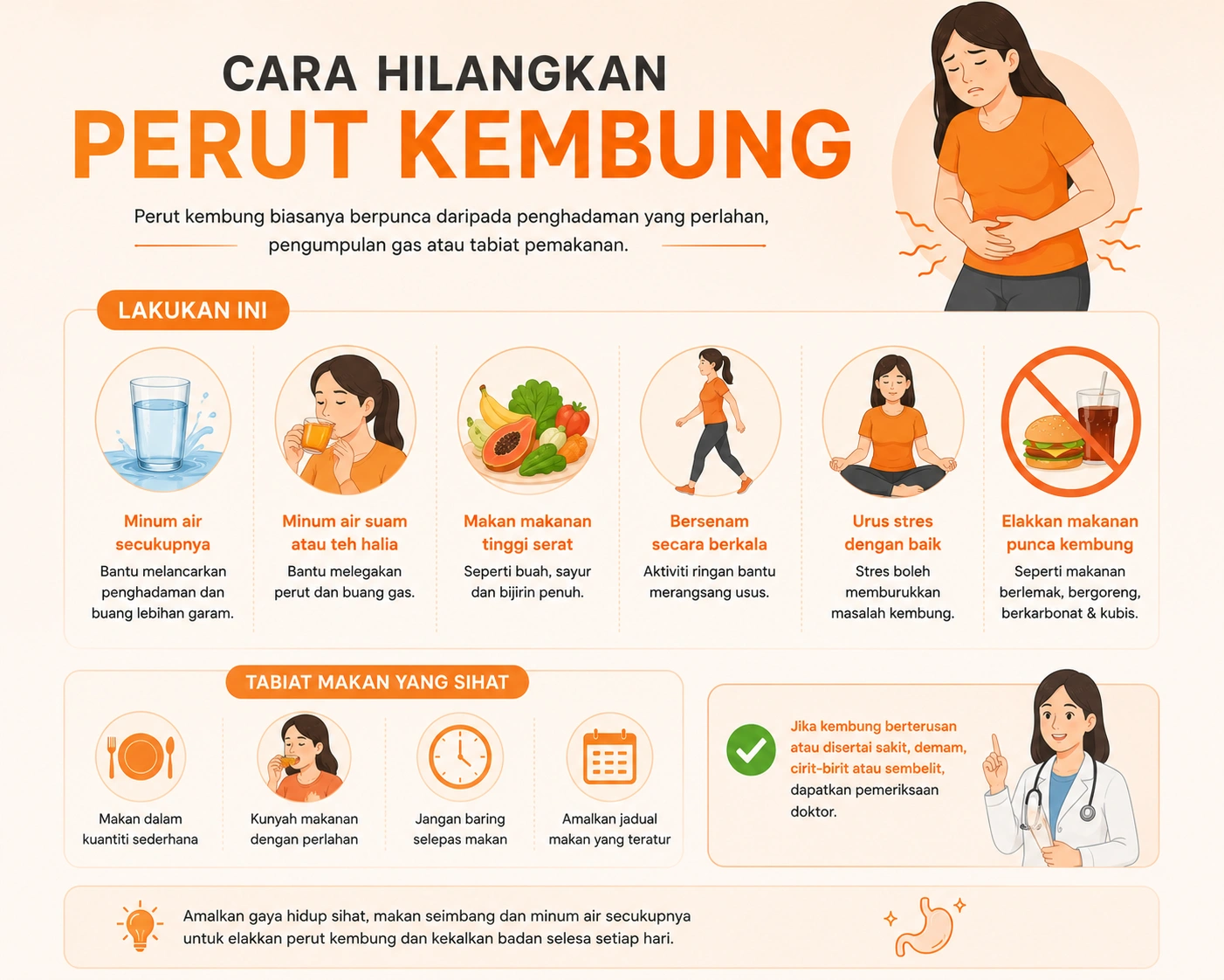 Perut Kembung: Punca, Cara Hilangkan & Petua Berkesan di Malaysia