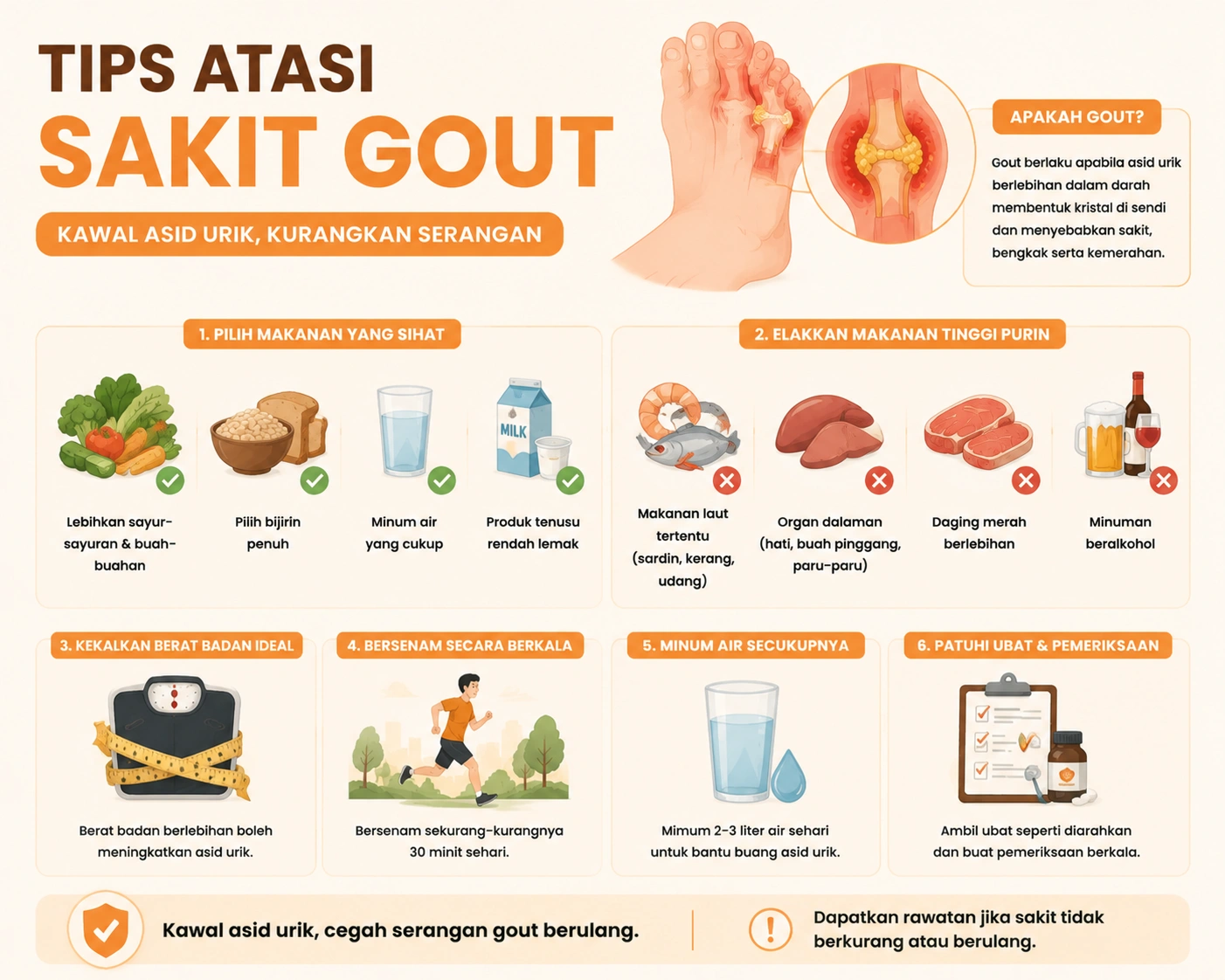 tips atasi hilangkan sakit gout